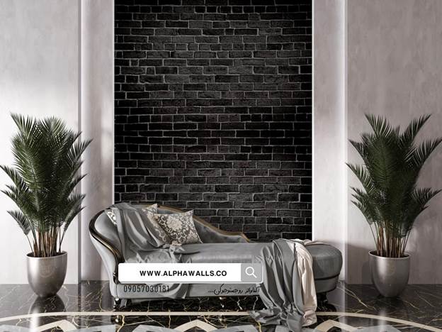 خرید کاغذ دیواری طرح آجر مشکی